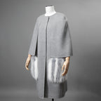 FENDI フェンディ / 18AW 美品 フォックスファーポケット付き ケープコート / FF8369 W1D / size 42 (GRAY) レディース