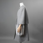 FENDI フェンディ / 18AW 美品 フォックスファーポケット付き ケープコート / FF8369 W1D / size 42 (GRAY) レディース