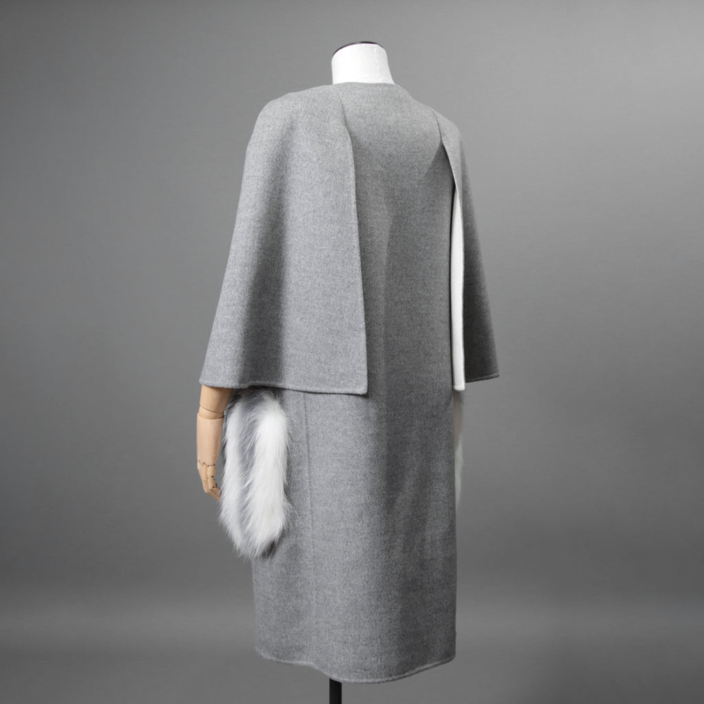 FENDI フェンディ / 18AW 美品 フォックスファーポケット付き ケープコート / FF8369 W1D / size 42 (GRAY) レディース