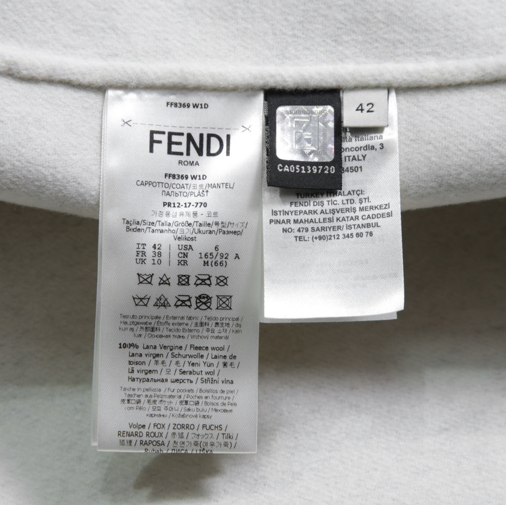 FENDI フェンディ / 18AW 美品 フォックスファーポケット付き ケープコート / FF8369 W1D / size 42 (GRAY) レディース