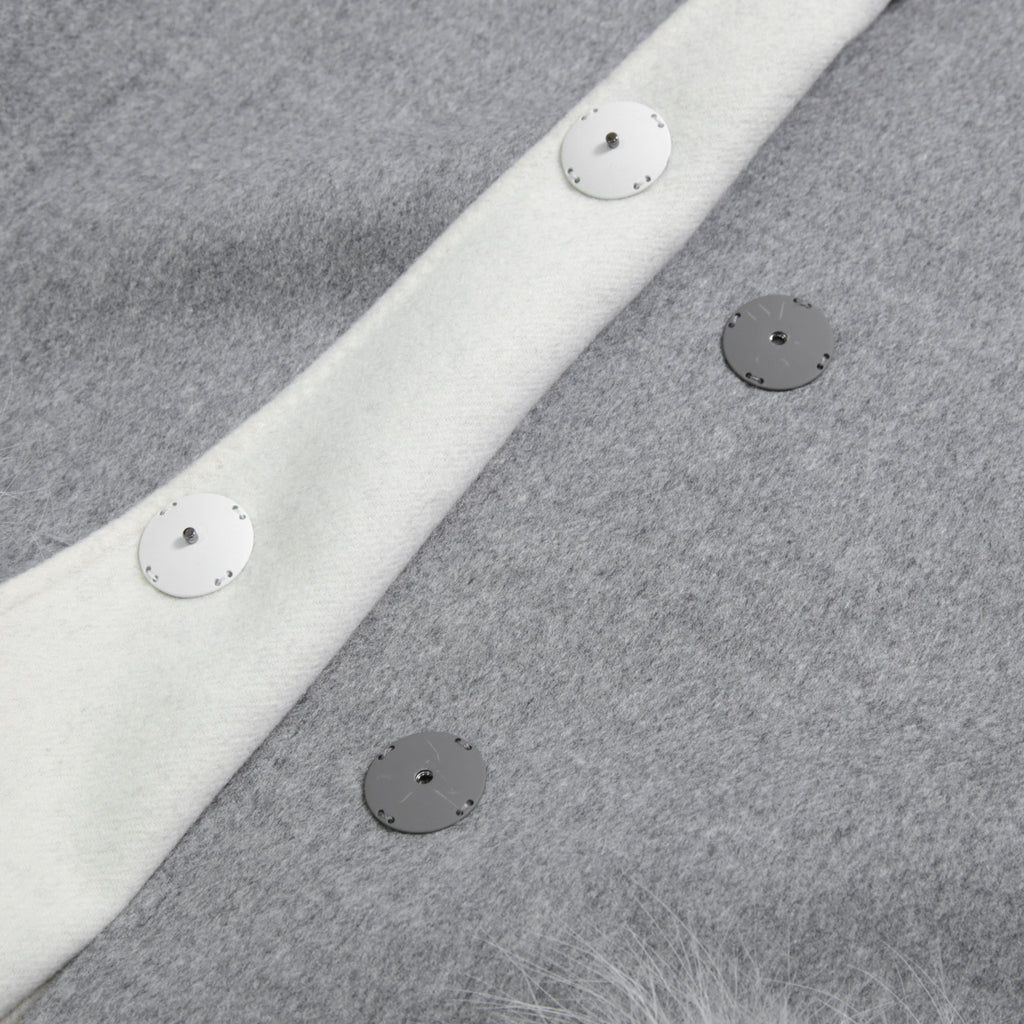 FENDI フェンディ / 18AW 美品 フォックスファーポケット付き ケープコート / FF8369 W1D / size 42 (GRAY) レディース