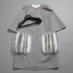 FENDI フェンディ / 18AW 美品 フォックスファーポケット付き ケープコート / FF8369 W1D / size 42 (GRAY) レディース