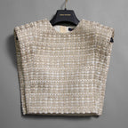 Louis Vuitton ルイヴィトン / 23AW 美品 Lurex Tweed Tapered Box Top Ivory  / ルレックス ツイード テーパード ボックス トップス / size38 (IVORY x GOLD) レディース