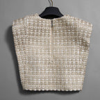 Louis Vuitton ルイヴィトン / 23AW 美品 Lurex Tweed Tapered Box Top Ivory  / ルレックス ツイード テーパード ボックス トップス / size38 (IVORY x GOLD) レディース