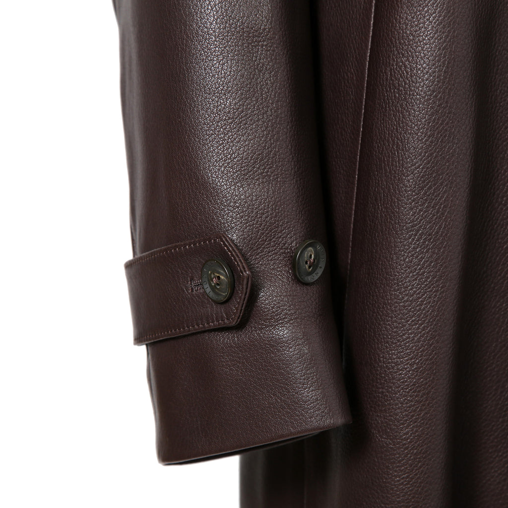 LANVIN COLLECTION ランバン コレクション / 極美品 定価55万 カシミアファー ラムレザー ロングコート / size 48 (BROWN)
