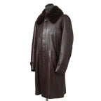 LANVIN COLLECTION ランバン コレクション / 極美品 定価55万 カシミアファー ラムレザー ロングコート / size 48 (BROWN)