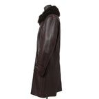 LANVIN COLLECTION ランバン コレクション / 極美品 定価55万 カシミアファー ラムレザー ロングコート / size 48 (BROWN)