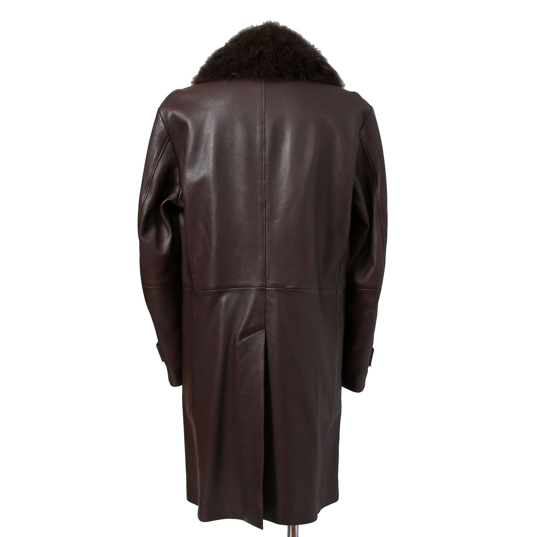 LANVIN COLLECTION ランバン コレクション / 極美品 定価55万 カシミアファー ラムレザー ロングコート / size 48 (BROWN)