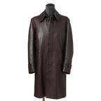 LANVIN COLLECTION ランバン コレクション / 極美品 定価55万 カシミアファー ラムレザー ロングコート / size 48 (BROWN)