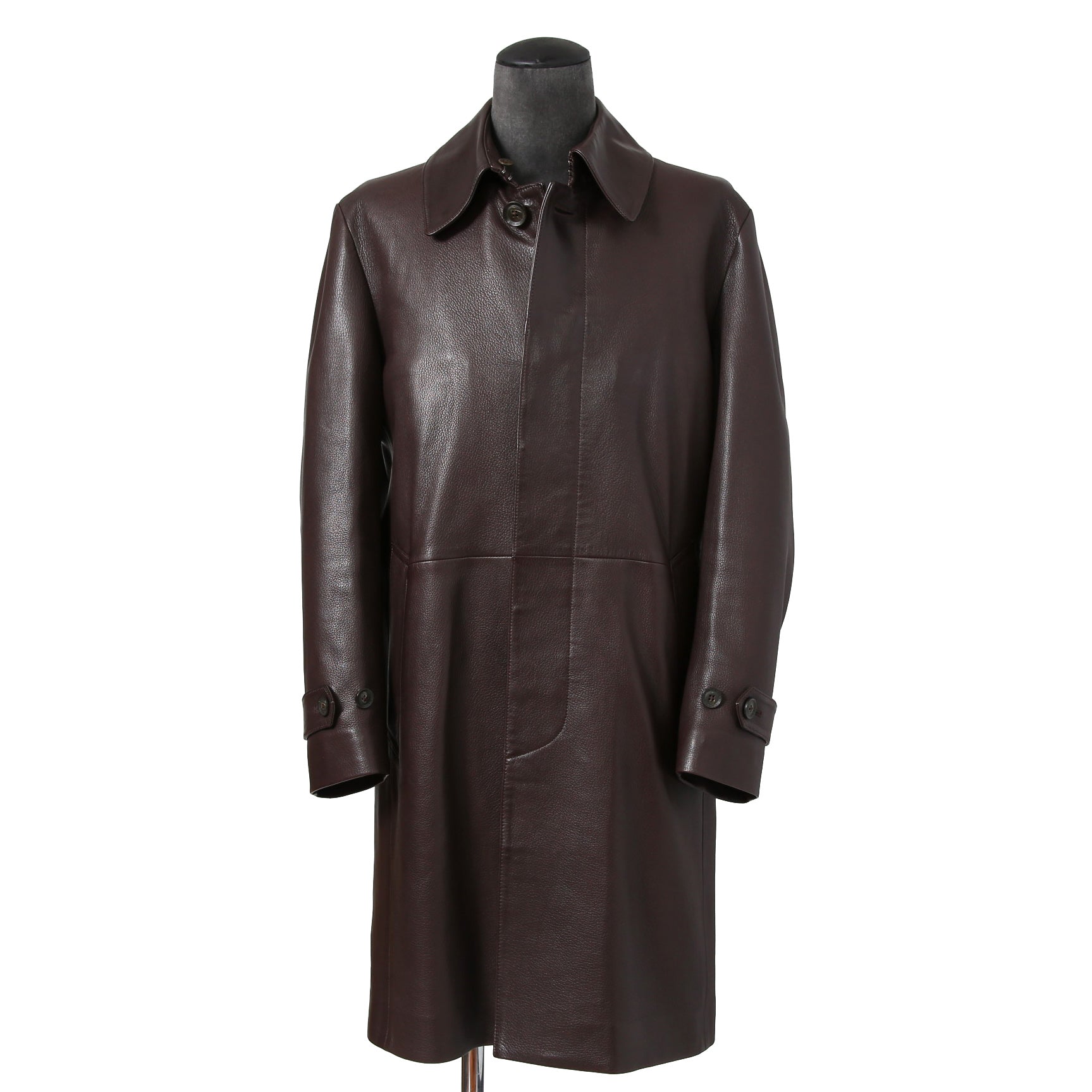 LANVIN COLLECTION ランバン コレクション / 極美品 定価55万 カシミアファー ラムレザー ロングコート / size 48 (BROWN)
