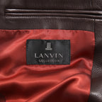 LANVIN COLLECTION ランバン コレクション / 極美品 定価55万 カシミアファー ラムレザー ロングコート / size 48 (BROWN)