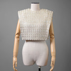 Louis Vuitton ルイヴィトン / 23AW 美品 Lurex Tweed Tapered Box Top Ivory  / ルレックス ツイード テーパード ボックス トップス / size38 (IVORY x GOLD) レディース