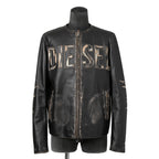 DIESEL ディーゼル / 2023AW 極美品 L-Met / DIESEL ロゴ レザー ジャケット / カウハイド / size 46 (BLACK)