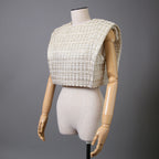 Louis Vuitton ルイヴィトン / 23AW 美品 Lurex Tweed Tapered Box Top Ivory  / ルレックス ツイード テーパード ボックス トップス / size38 (IVORY x GOLD) レディース