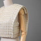 Louis Vuitton ルイヴィトン / 23AW 美品 Lurex Tweed Tapered Box Top Ivory  / ルレックス ツイード テーパード ボックス トップス / size38 (IVORY x GOLD) レディース