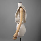 Louis Vuitton ルイヴィトン / 23AW 美品 Lurex Tweed Tapered Box Top Ivory  / ルレックス ツイード テーパード ボックス トップス / size38 (IVORY x GOLD) レディース