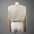 Louis Vuitton ルイヴィトン / 23AW 美品 Lurex Tweed Tapered Box Top Ivory  / ルレックス ツイード テーパード ボックス トップス / size38 (IVORY x GOLD) レディース