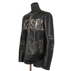 DIESEL ディーゼル / 2023AW 極美品 L-Met / DIESEL ロゴ レザー ジャケット / カウハイド / size 46 (BLACK)