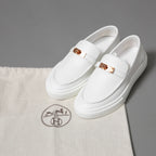 未使用 HERMES エルメス / ケリー金具 ゲーム スリッポン レザー スニーカー / カーフスキン / ローズゴールド バックル / size36 (23cm) WHITE シューズ