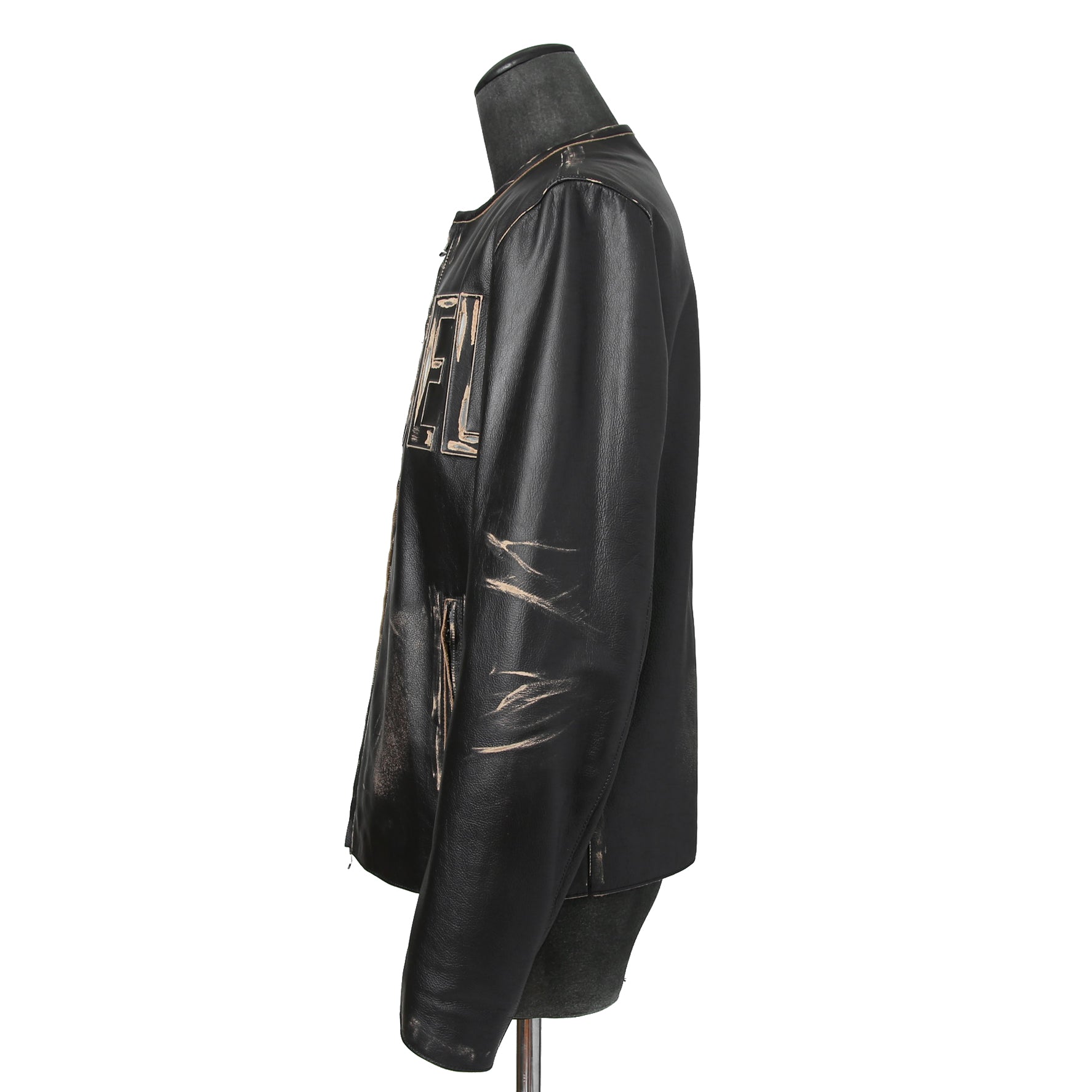 DIESEL ディーゼル / 2023AW 極美品 L-Met / DIESEL ロゴ レザー ジャケット / カウハイド / size 46 (BLACK)