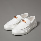 未使用 HERMES エルメス / ケリー金具 ゲーム スリッポン レザー スニーカー / カーフスキン / ローズゴールド バックル / size36 (23cm) WHITE シューズ