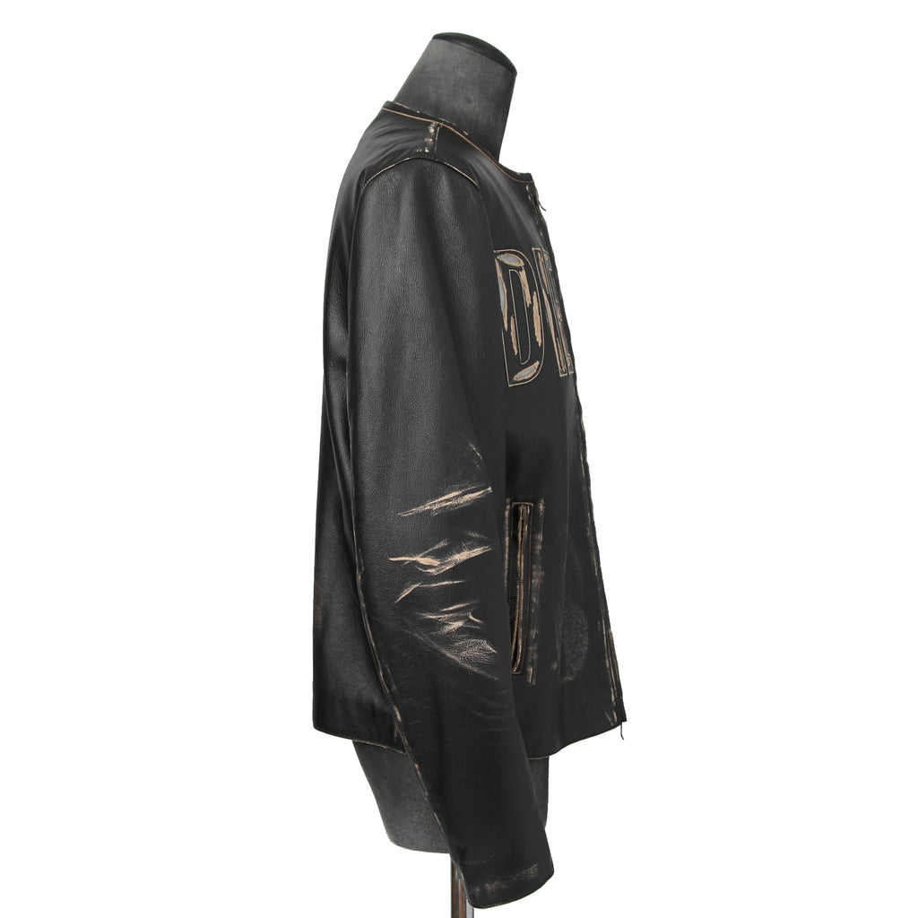 DIESEL ディーゼル / 2023AW 極美品 L-Met / DIESEL ロゴ レザー ジャケット / カウハイド / size 46 (BLACK)
