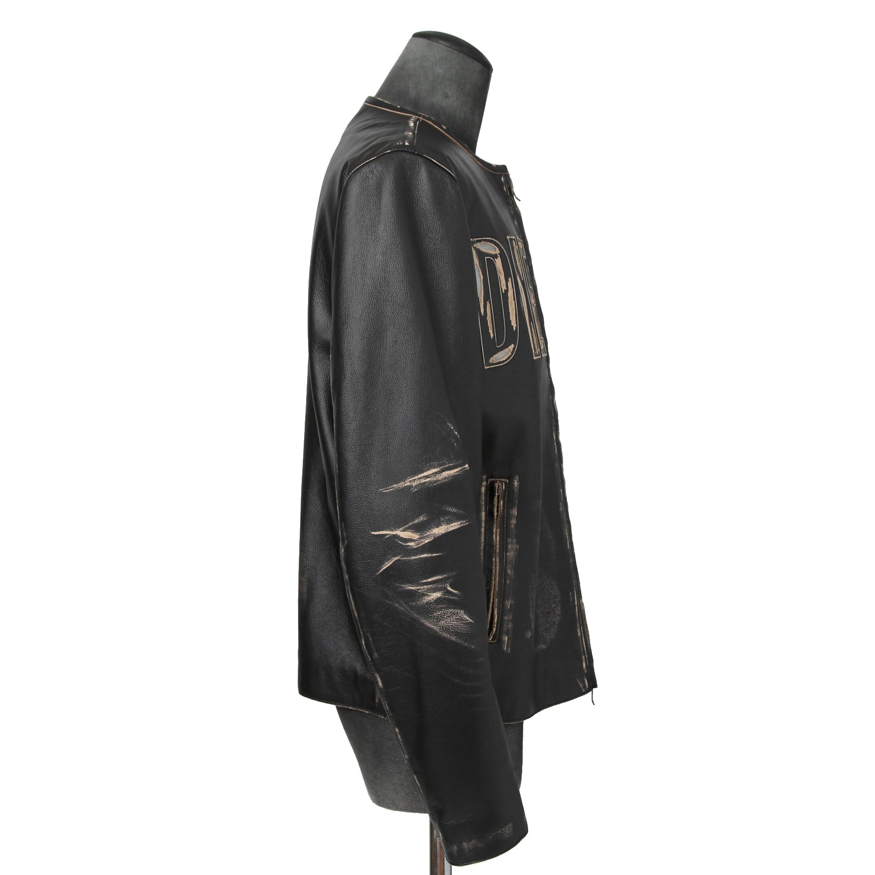 DIESEL ディーゼル / 2023AW 極美品 L-Met / DIESEL ロゴ レザー ジャケット / カウハイド / size 46 (BLACK)