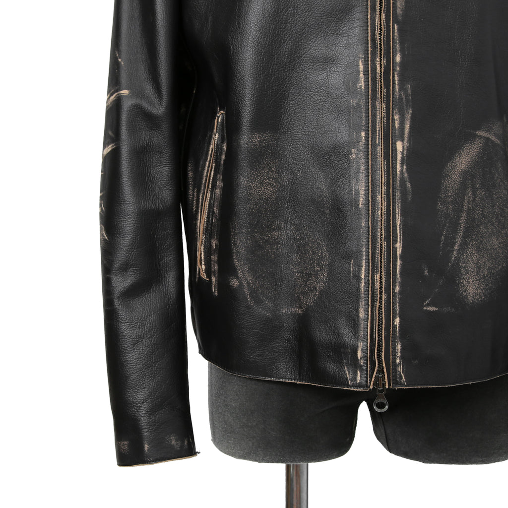 DIESEL ディーゼル / 2023AW 極美品 L-Met / DIESEL ロゴ レザー ジャケット / カウハイド / size 46 (BLACK)