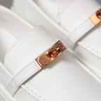 未使用 HERMES エルメス / ケリー金具 ゲーム スリッポン レザー スニーカー / カーフスキン / ローズゴールド バックル / size36 (23cm) WHITE シューズ