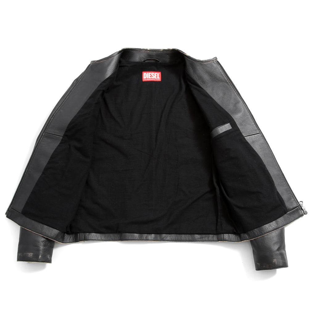 DIESEL ディーゼル / 2023AW 極美品 L-Met / DIESEL ロゴ レザー ジャケット / カウハイド / size 46 (BLACK)