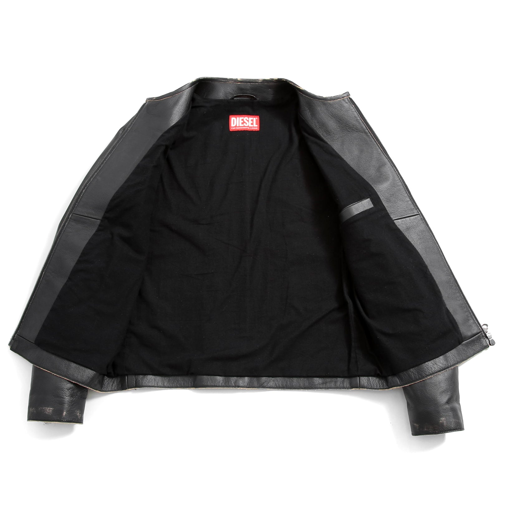 DIESEL ディーゼル / 2023AW 極美品 L-Met / DIESEL ロゴ レザー ジャケット / カウハイド / size 46 (BLACK)
