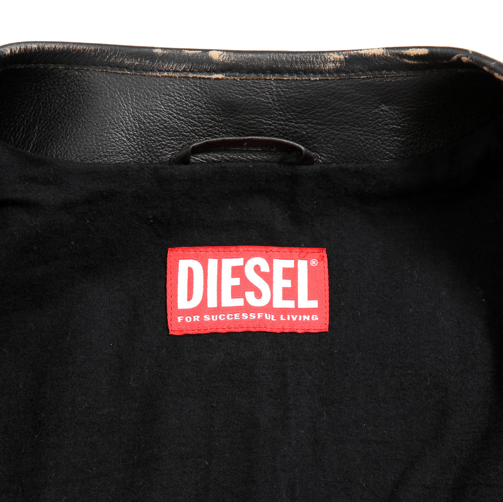 DIESEL ディーゼル / 2023AW 極美品 L-Met / DIESEL ロゴ レザー ジャケット / カウハイド / size 46 (BLACK)