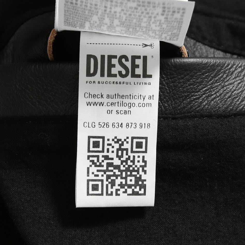 DIESEL ディーゼル / 2023AW 極美品 L-Met / DIESEL ロゴ レザー ジャケット / カウハイド / size 46 (BLACK)