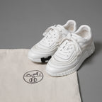 HERMES エルメス / 美品 ヘリンボーン編み バウンシング レザー スニーカー / size 36 (23cm) WHITE シューズ