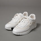 HERMES エルメス / 美品 ヘリンボーン編み バウンシング レザー スニーカー / size 36 (23cm) WHITE シューズ