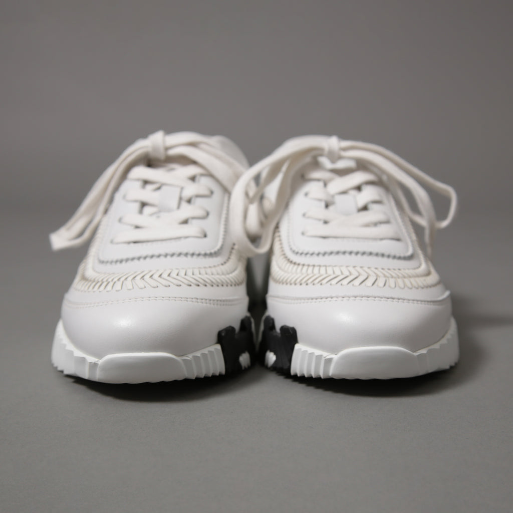 HERMES エルメス / 美品 ヘリンボーン編み バウンシング レザー スニーカー / size 36 (23cm) WHITE シューズ