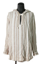 新品 イサムカタヤマバックラッシュ / リネンシルク ストライプ メキシカン パーカー / size M BEIGE / NATURAL