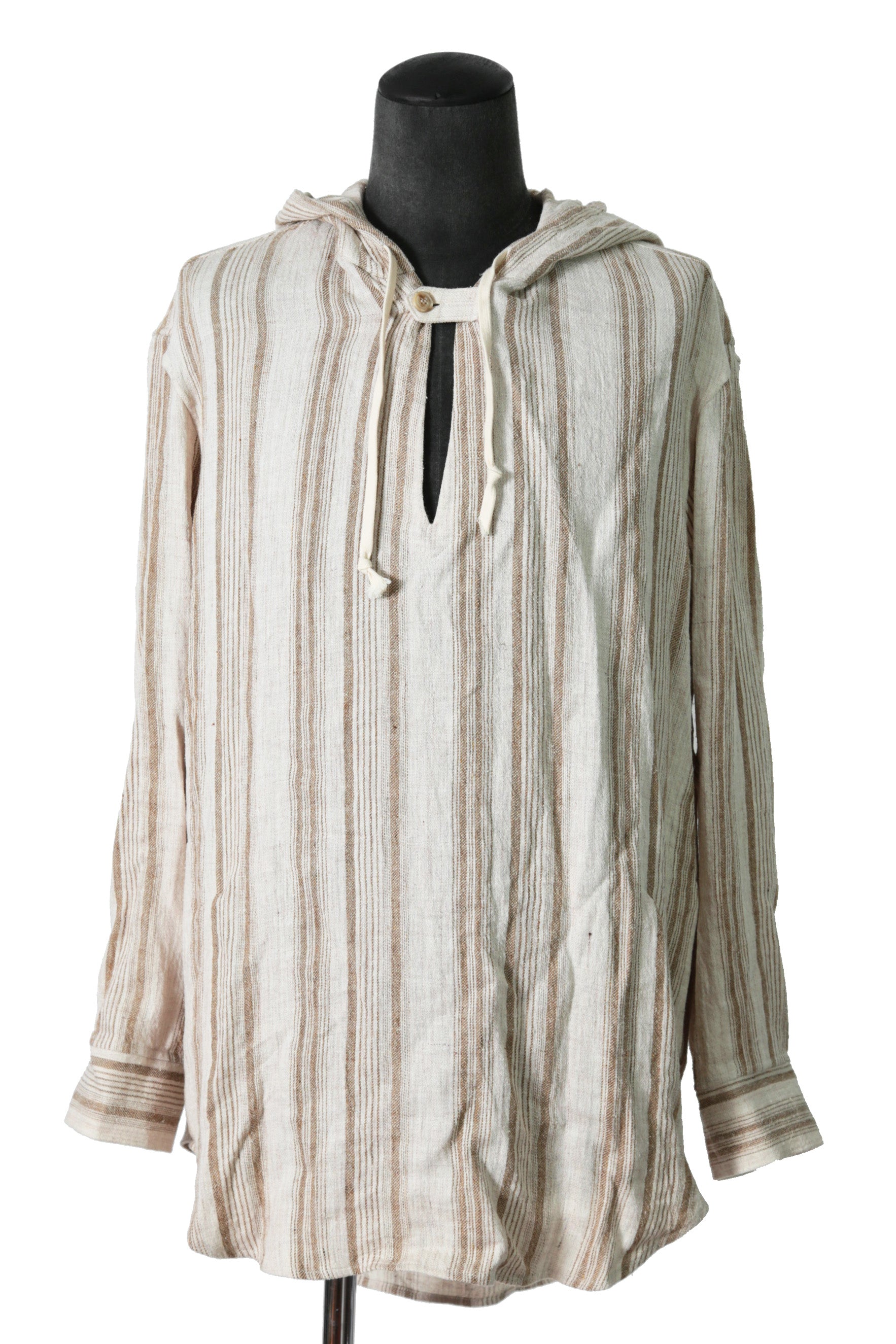 新品 イサムカタヤマバックラッシュ / リネンシルク ストライプ メキシカン パーカー / size M BEIGE / NATURAL