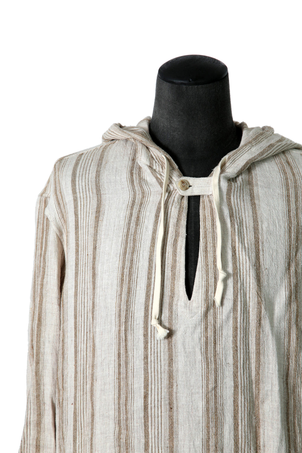 新品 イサムカタヤマバックラッシュ / リネンシルク ストライプ メキシカン パーカー / size M BEIGE / NATURAL