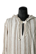 新品 イサムカタヤマバックラッシュ / リネンシルク ストライプ メキシカン パーカー / size M BEIGE / NATURAL