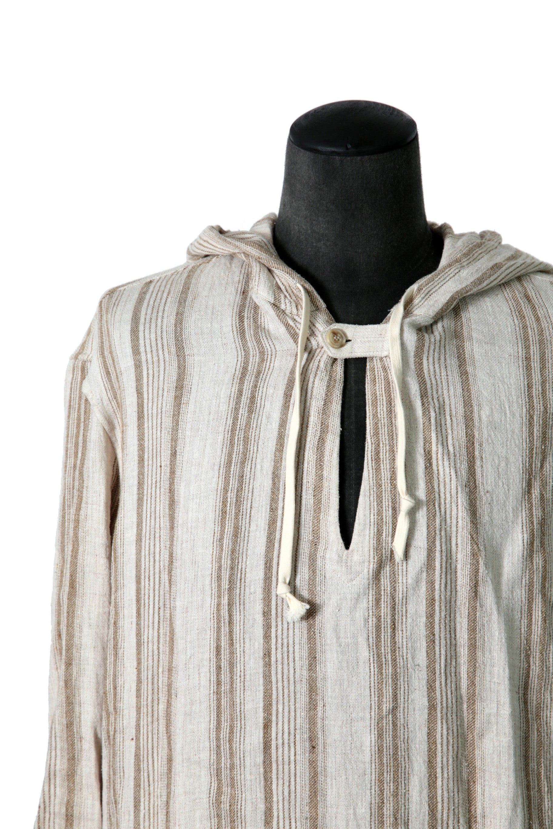 新品 イサムカタヤマバックラッシュ / リネンシルク ストライプ メキシカン パーカー / size M BEIGE / NATURAL