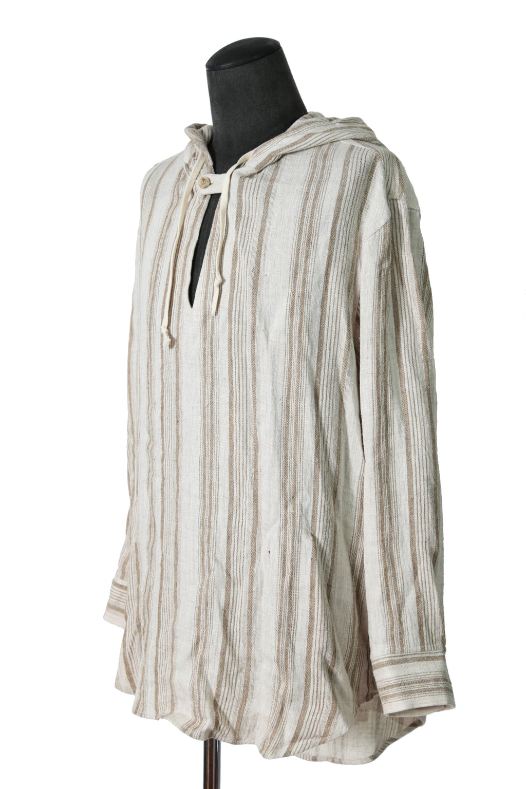 新品 イサムカタヤマバックラッシュ / リネンシルク ストライプ メキシカン パーカー / size M BEIGE / NATURAL