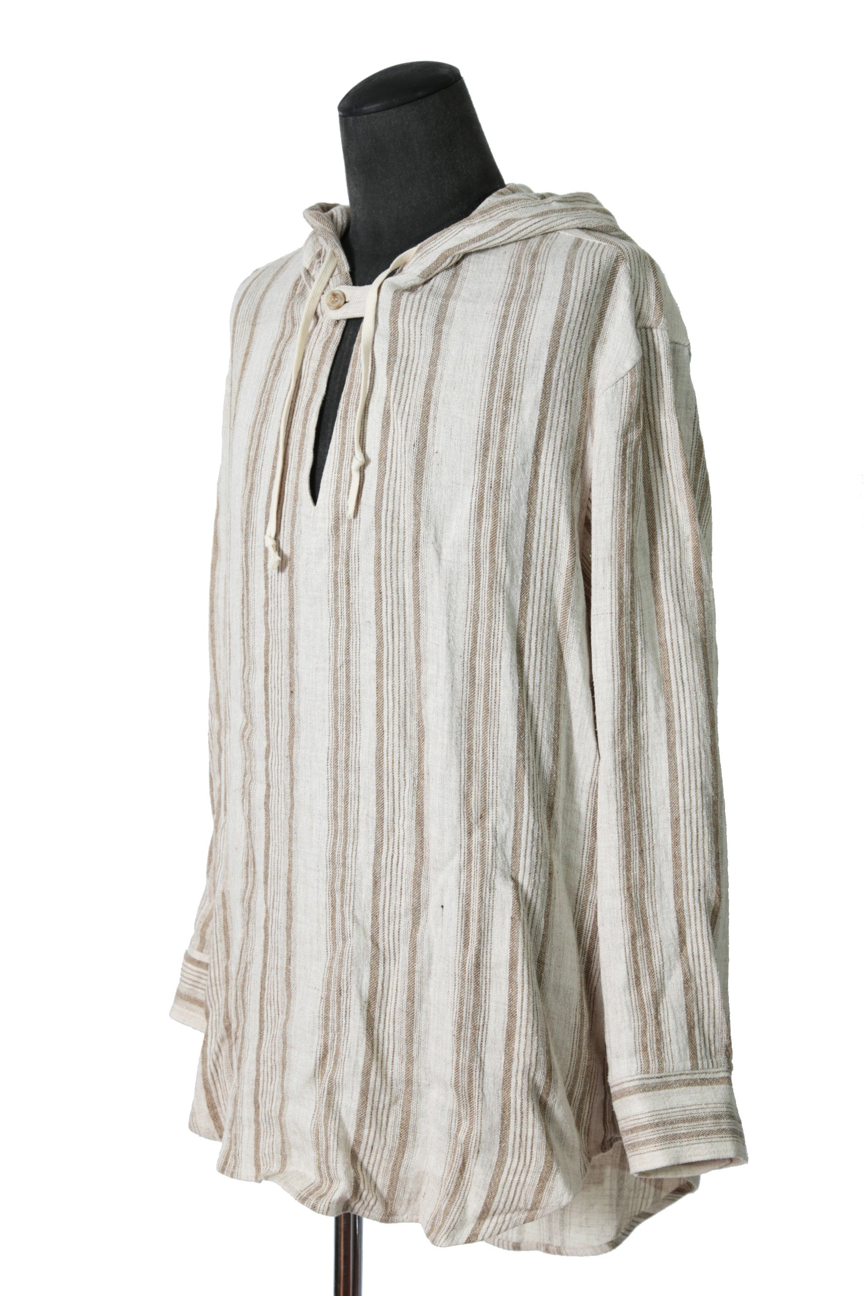 新品 イサムカタヤマバックラッシュ / リネンシルク ストライプ メキシカン パーカー / size M BEIGE / NATURAL