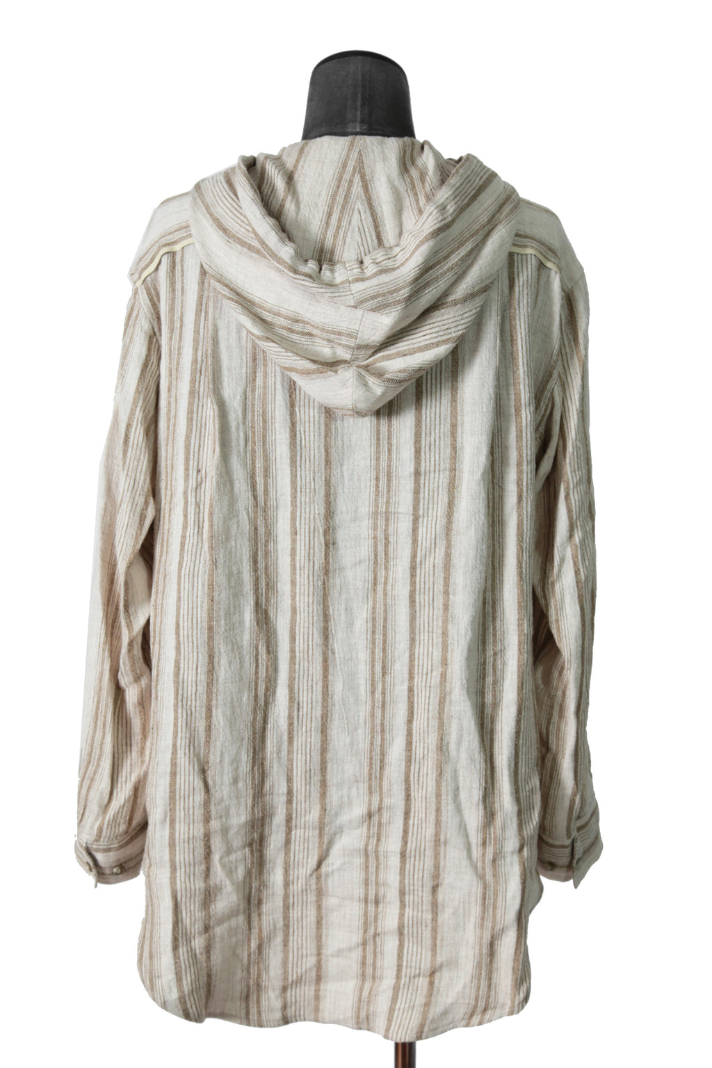 新品 イサムカタヤマバックラッシュ / リネンシルク ストライプ メキシカン パーカー / size M BEIGE / NATURAL