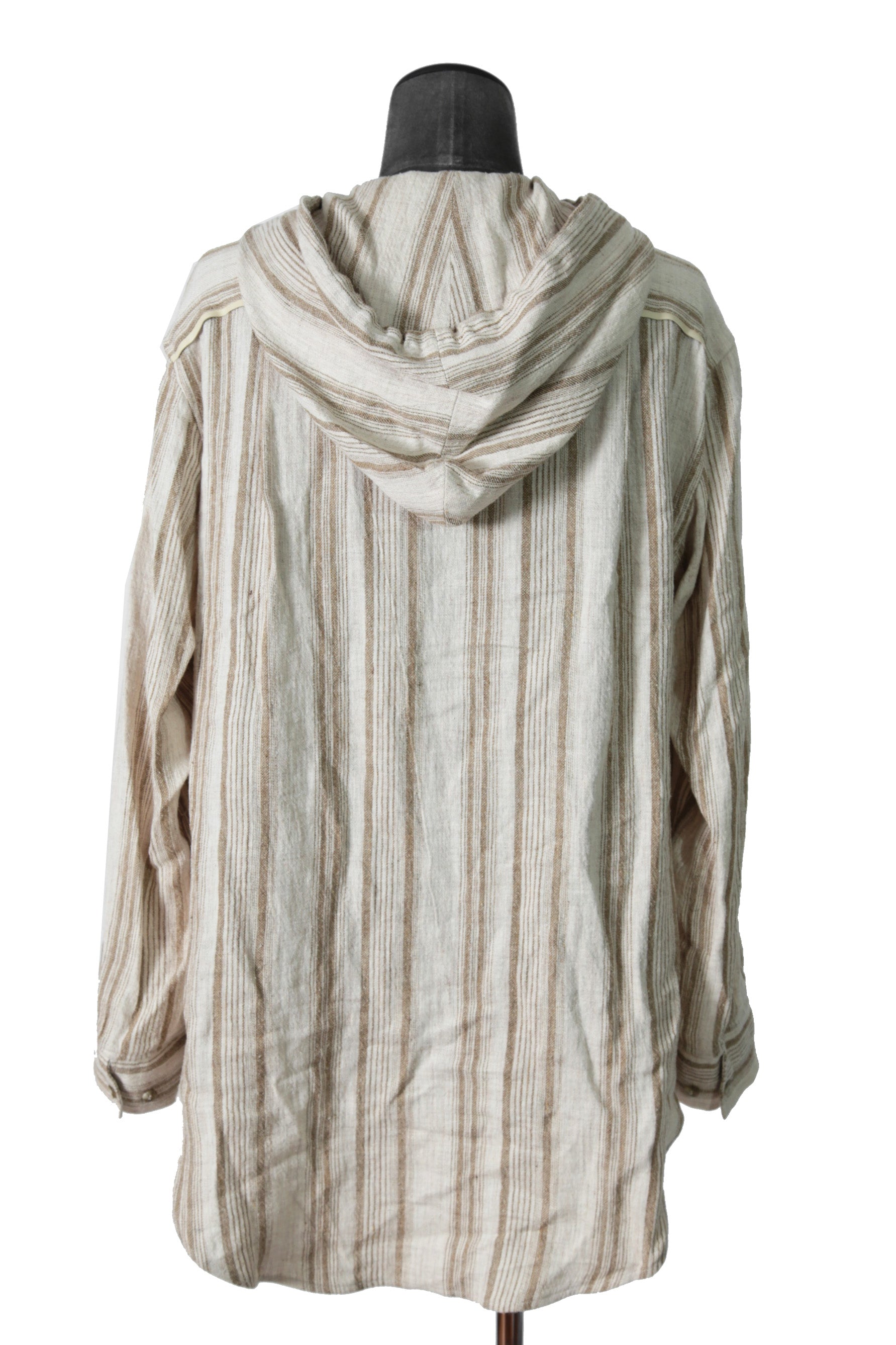 新品 イサムカタヤマバックラッシュ / リネンシルク ストライプ メキシカン パーカー / size M BEIGE / NATURAL