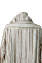 新品 イサムカタヤマバックラッシュ / リネンシルク ストライプ メキシカン パーカー / size M BEIGE / NATURAL
