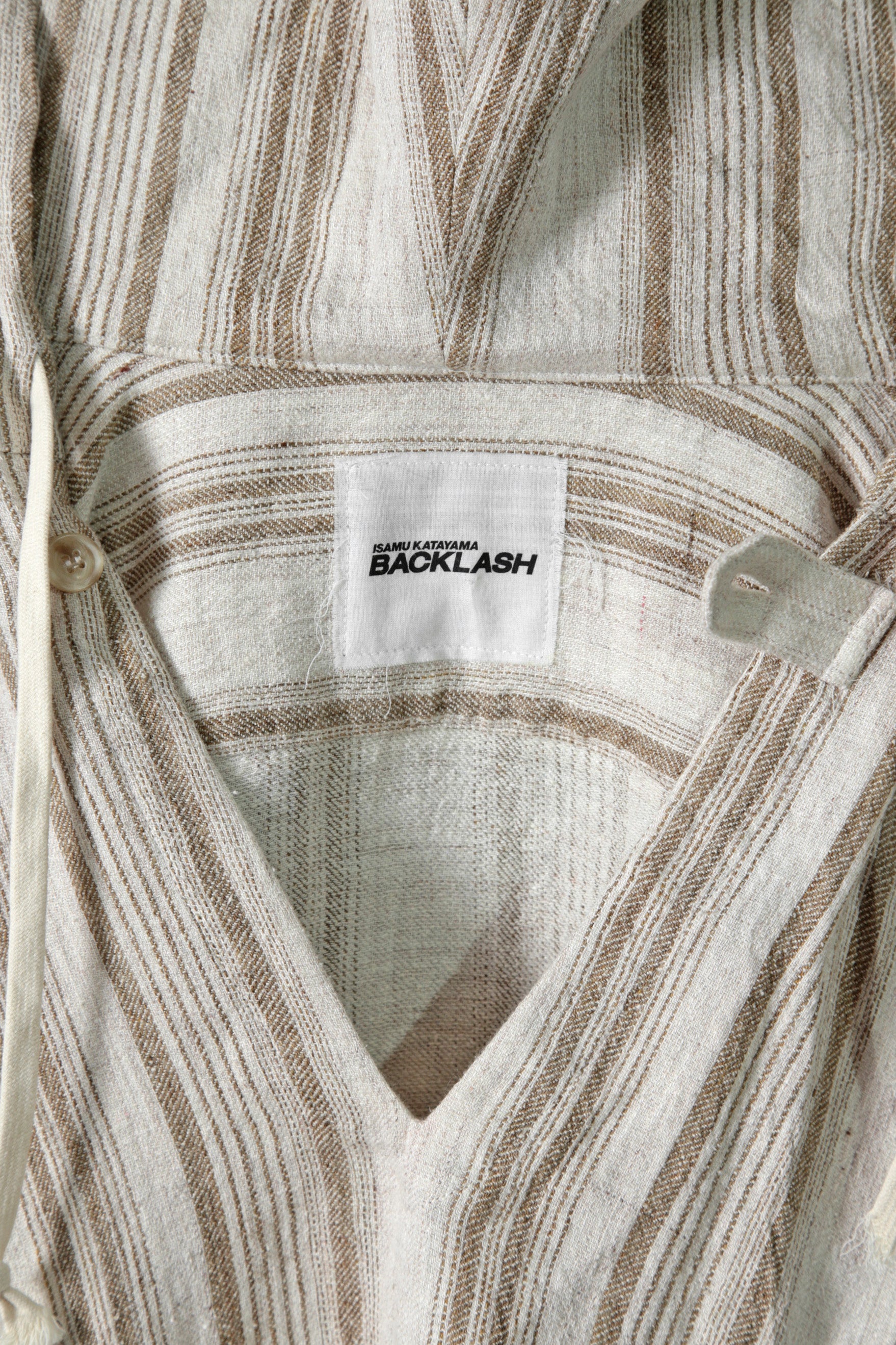 新品 イサムカタヤマバックラッシュ / リネンシルク ストライプ メキシカン パーカー / size M BEIGE / NATURAL