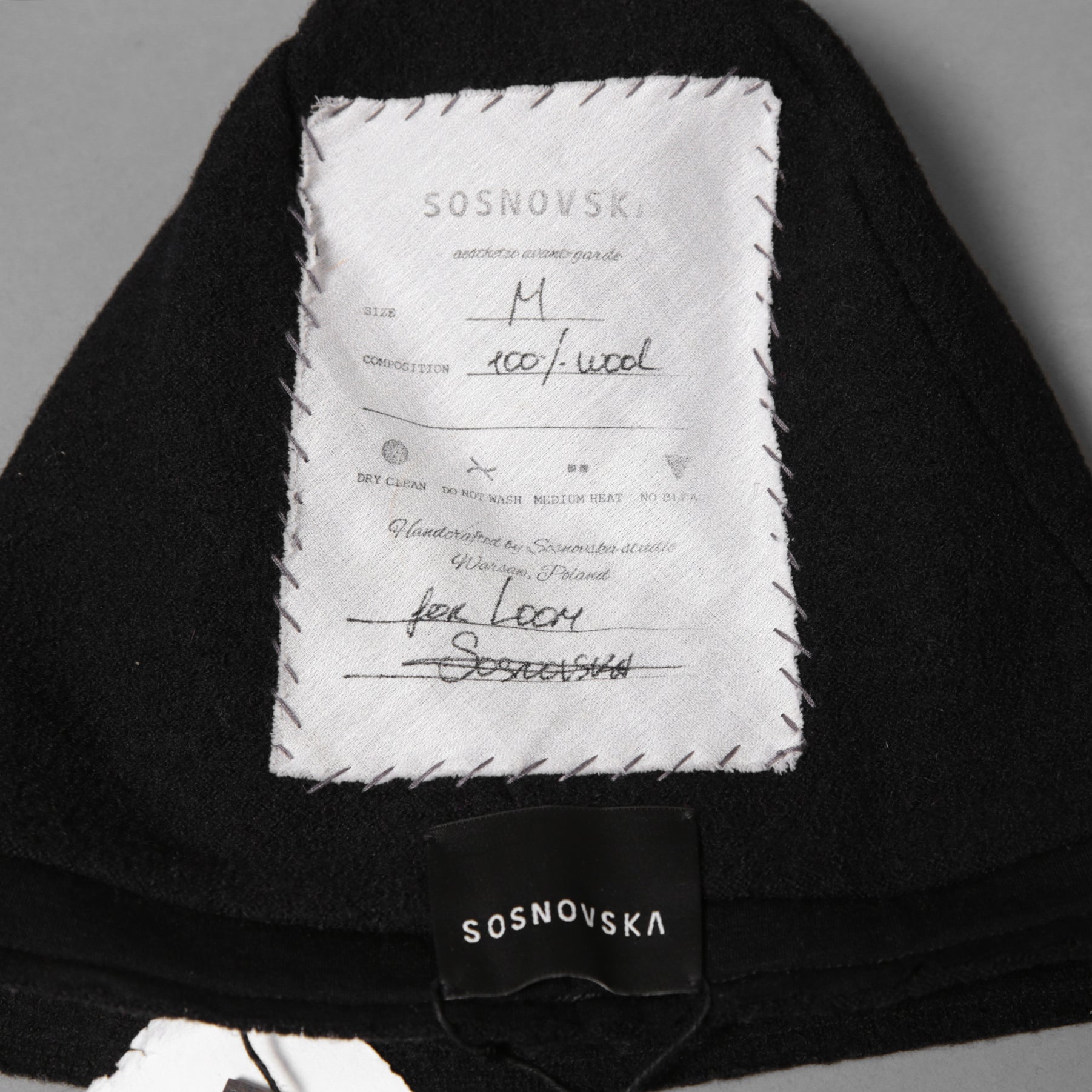 SOSNOVSKA ソスノブスカ / 18AW WOOLEN OUTSIDE SEAMSTRESS KNITCAP / ニットキャップ / size M (BLACK)