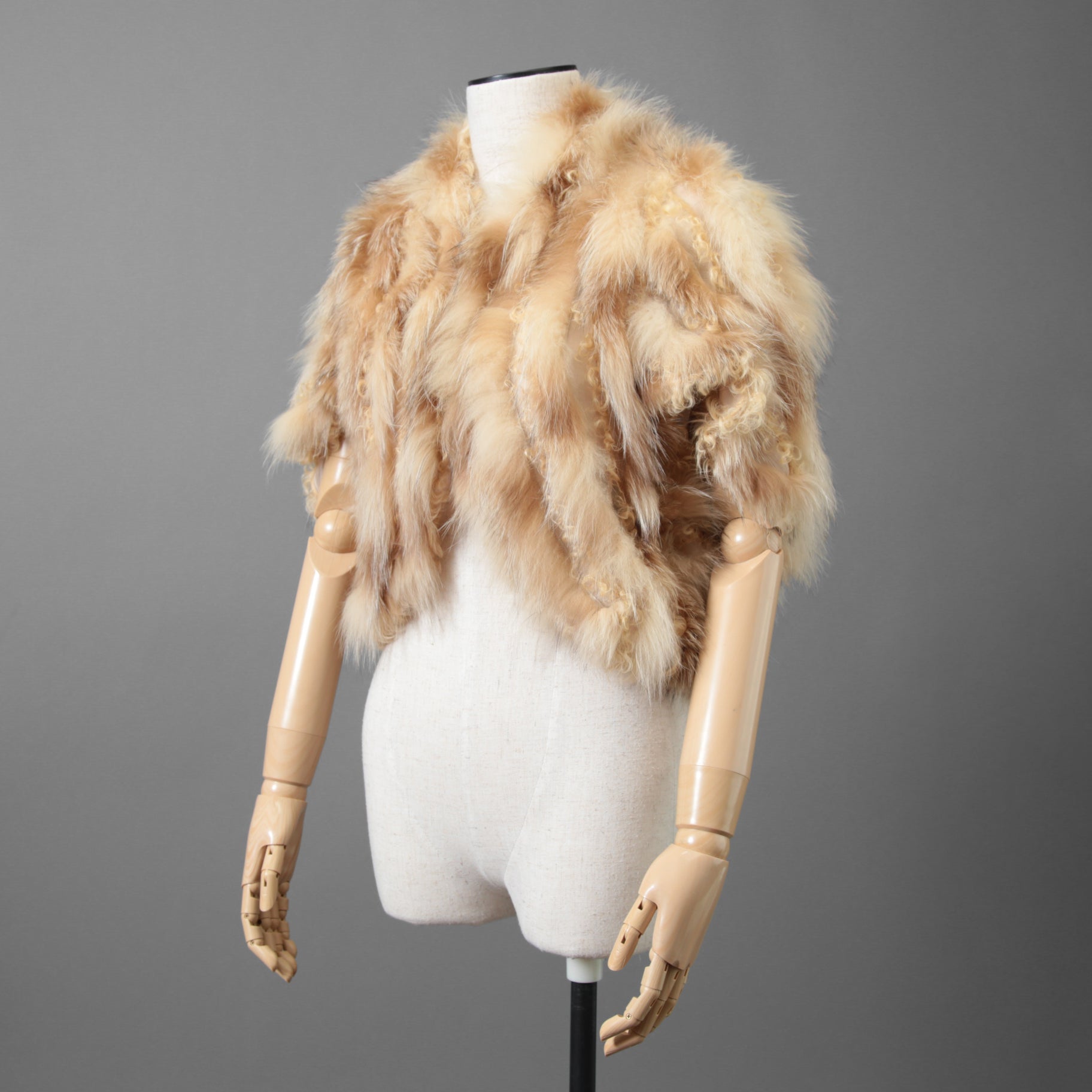 FENDI フェンディ/ 美品 カール・ラガーフェルド期 フォックス ファー ボレロ ノースリーブジャケット / size 40 (BEIGE)
