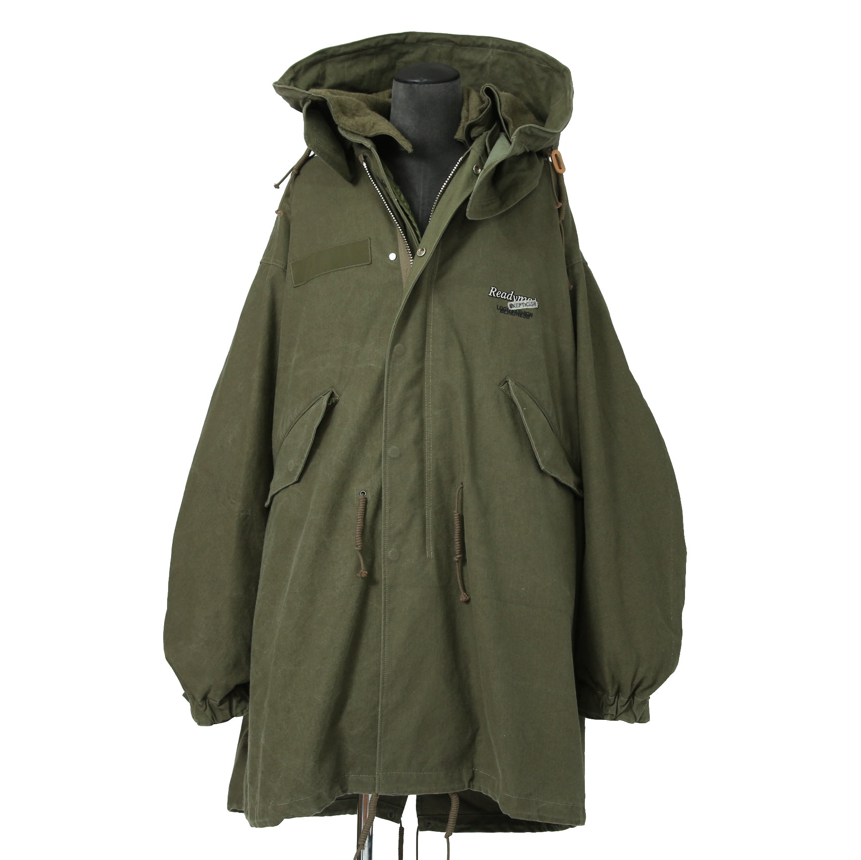 新品 READYMADE レディメイド / FISHTAIL PARKA / READYMADE LOGO ライナー / VINTAGE U.S ARMY TENT / size 2 (KHKAI) ロングコート